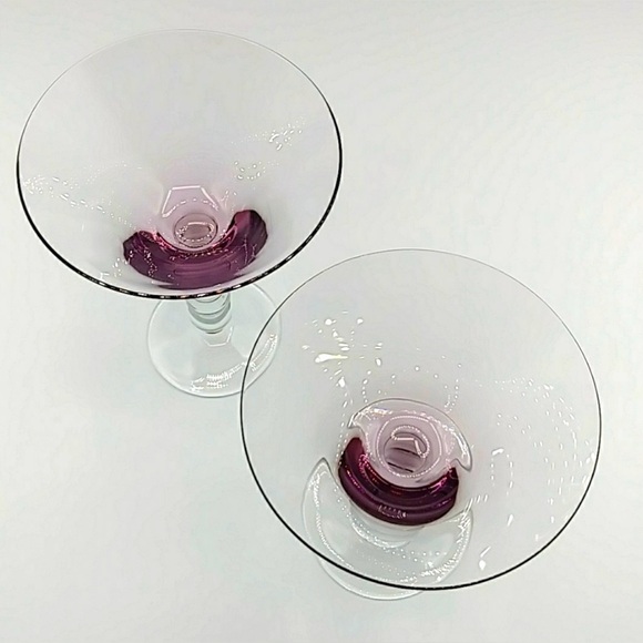 👾HP! COPY- 2 Purple Martini Glasses with beaded stems. - Picture 2 of 9